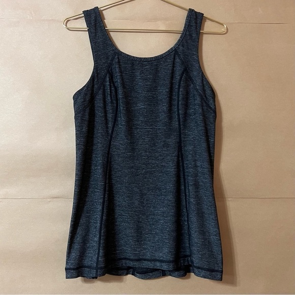 Lululemon | Run Free Tank Heathered Black Scoop Neck Ruffle Back Tank Top Size 8 - Picture 1 of 12